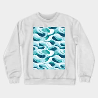 Ephemeral Crests: Hokusai Waves Reimagined Crewneck Sweatshirt